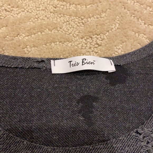 Tres Bien Gray Ripped Crop Tank Top Small - Picture 4 of 9